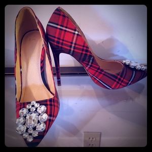 Red plaid shoes
